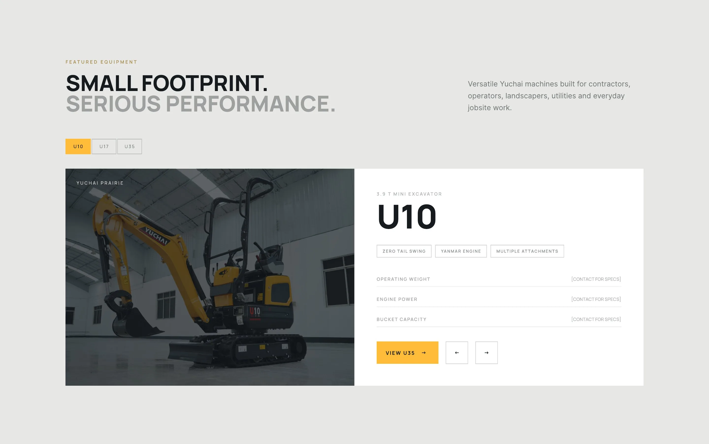 Featured equipment with U10 tab
